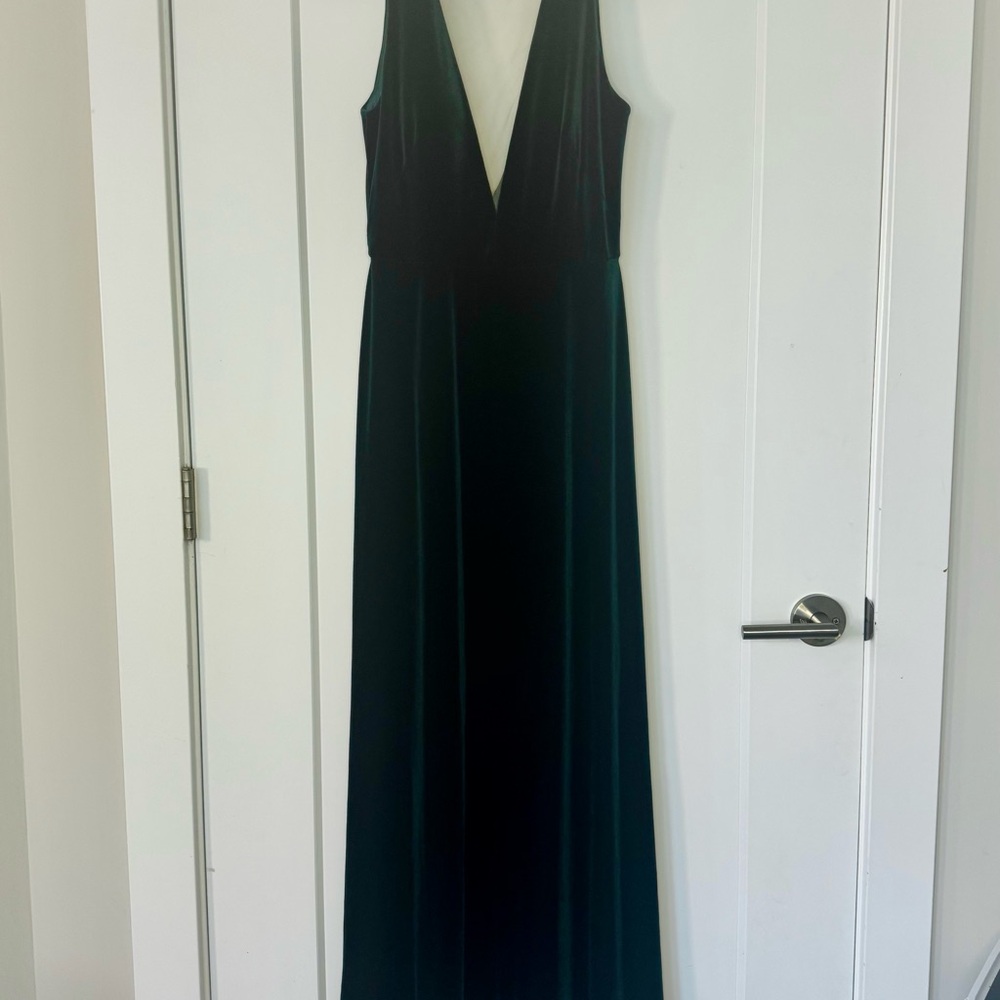 Jenny Yoo Deep Green Velvet Maxi Dress